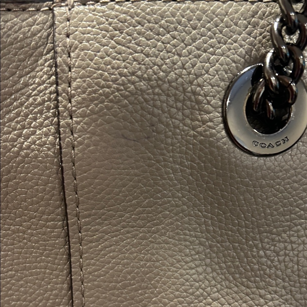 Coach Gray Leather Tote with Chain Handles EUC - Picture 10 of 13